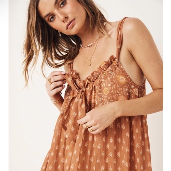 Spell and the Gypsy Utopia Boho Maxi Dress Womens XS Cinnamon Strappy Sleeveless - Picture 3 of 16